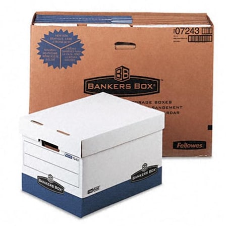 Bankers Box Bankers Box 07243 R-Kive Max Storage Box- Letter/Legal- Locking Lid- White/Blue- 12/Carton 7243